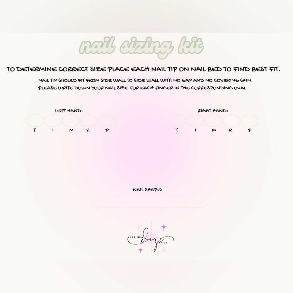 Custom nail sizing kit